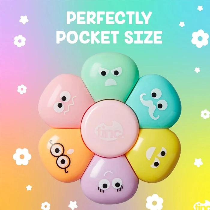 Pastel Flower Highlighter Pen for Study & Notes - 6 Colours