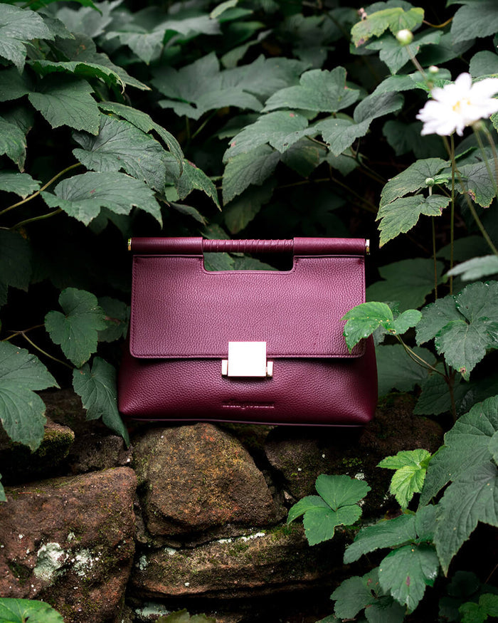 PAYTON HANDBAG in Burgundy Pebble by Arlington Milne