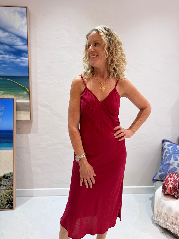 PENTACLE SLIP DRESS | Darlington Floral Cherry Red - Darling & Domain