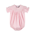 Pink and White Smocked Bubble Romper