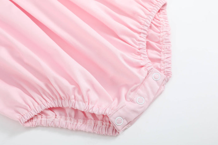 Pink and White Smocked Bubble Romper