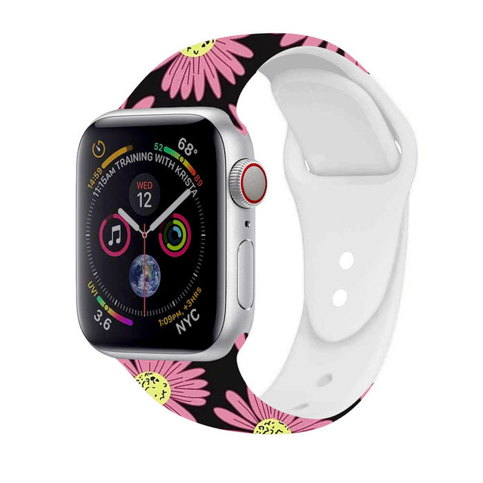 Pink Daisy Silicone Band For Apple Watch