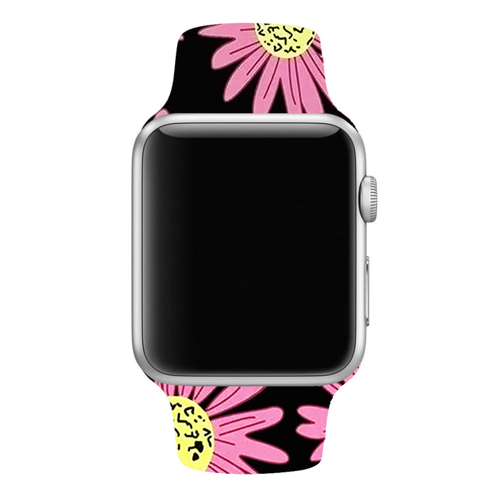 Pink Daisy Silicone Band For Apple Watch