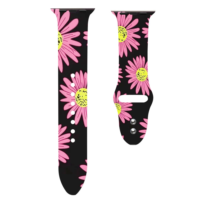 Pink Daisy Silicone Band For Apple Watch