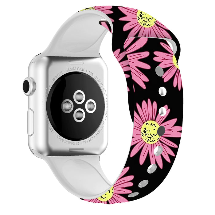 Pink Daisy Silicone Band For Apple Watch