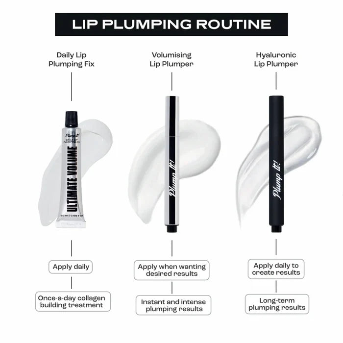 Plump It! Volumising Lip Oil in transparent 3ml tube, moisturizing makeup product for fuller-looking lips by Plump It.