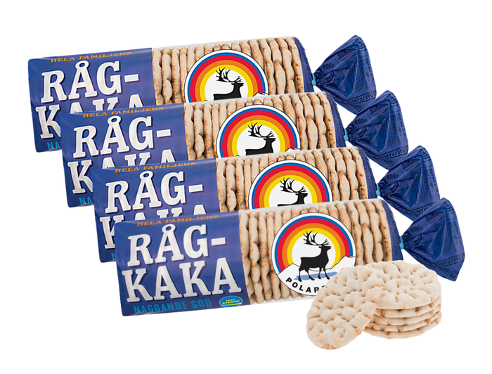 Polarbröd Rågkaka 4 × 24 pcs (4 × 900g / 4 × 31.74 oz) – Authentic Swedish Soft Rye Flatbread
