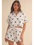 Polka Dot Collared Crop