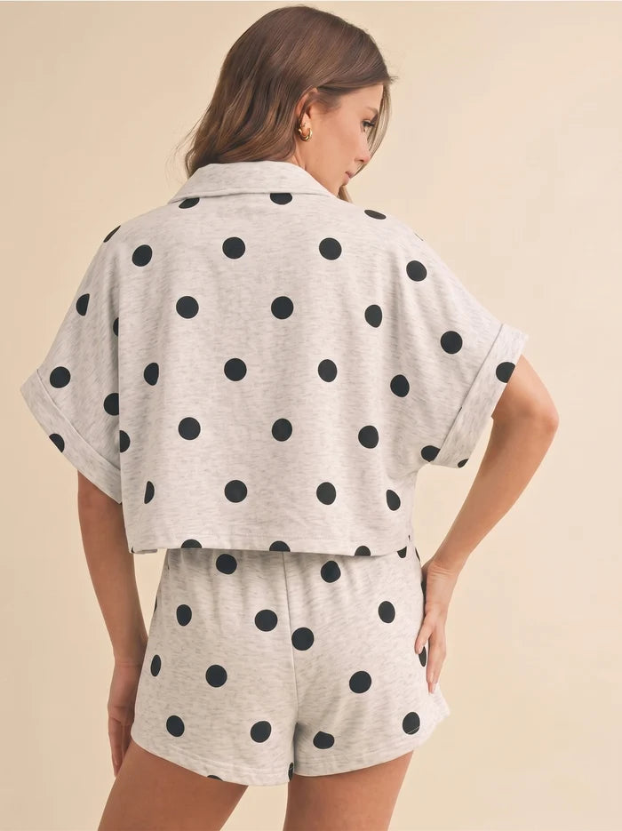Polka Dot Collared Crop