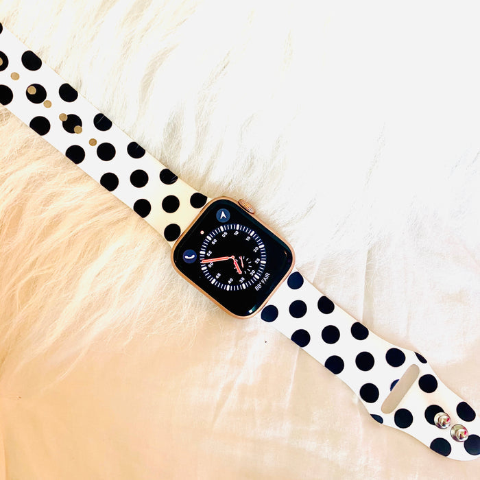 Polka Dot Print Silicone Band For Apple Watch Two Colors Available