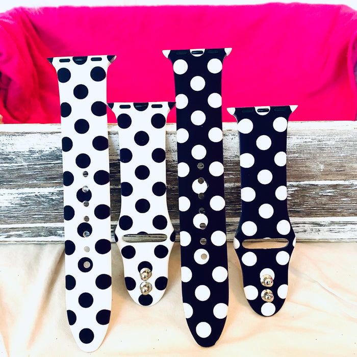 Polka Dot Print Silicone Band For Apple Watch Two Colors Available