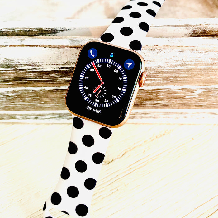Polka Dot Print Silicone Band For Apple Watch Two Colors Available