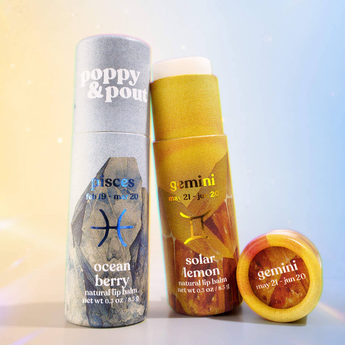 Poppy & Pout - Lip Balm, Zodiac, Gemini Solar Lemon