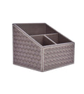 Woven remote holder, brown rectangle with woven texture and inner dividers