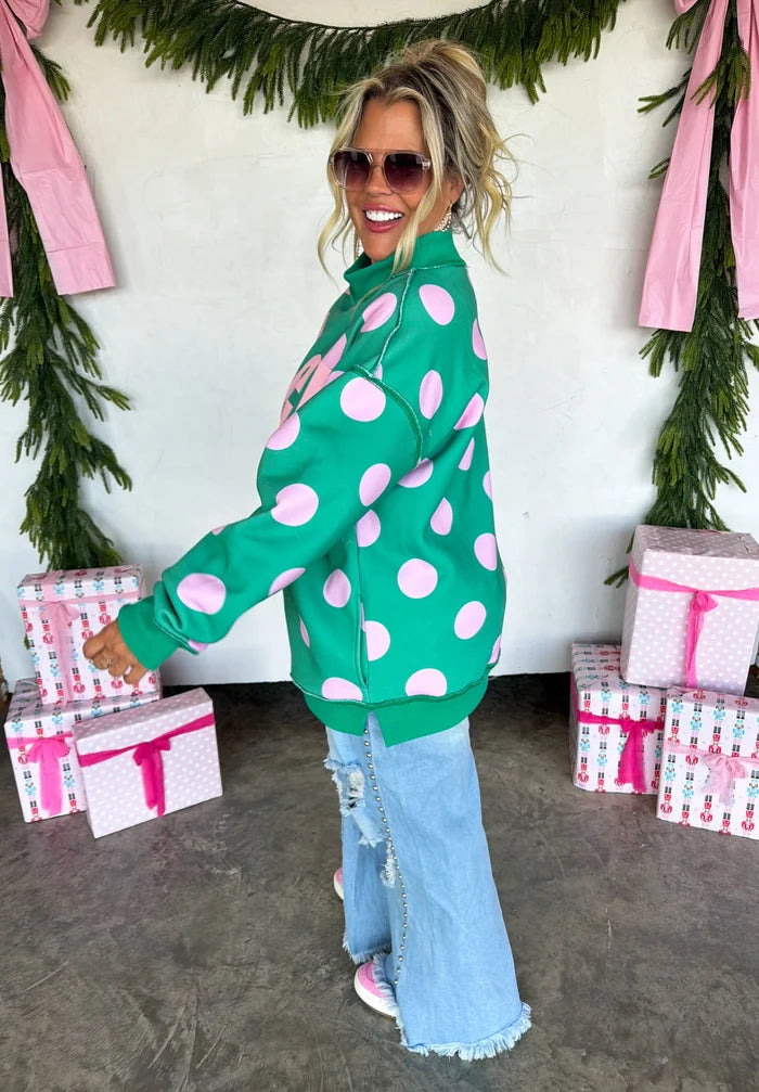 PREORDER: Peace & Polka Dot Mock Neck Pullover // ETA October
