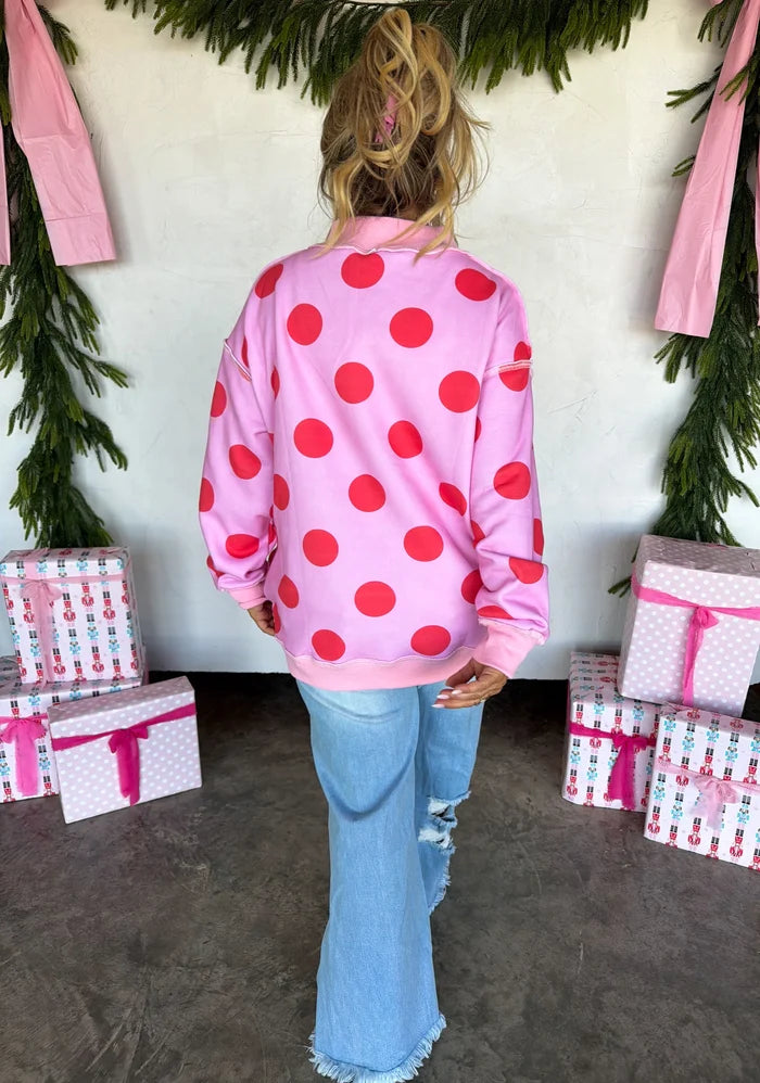 PREORDER: Peace & Polka Dot Mock Neck Pullover // ETA October