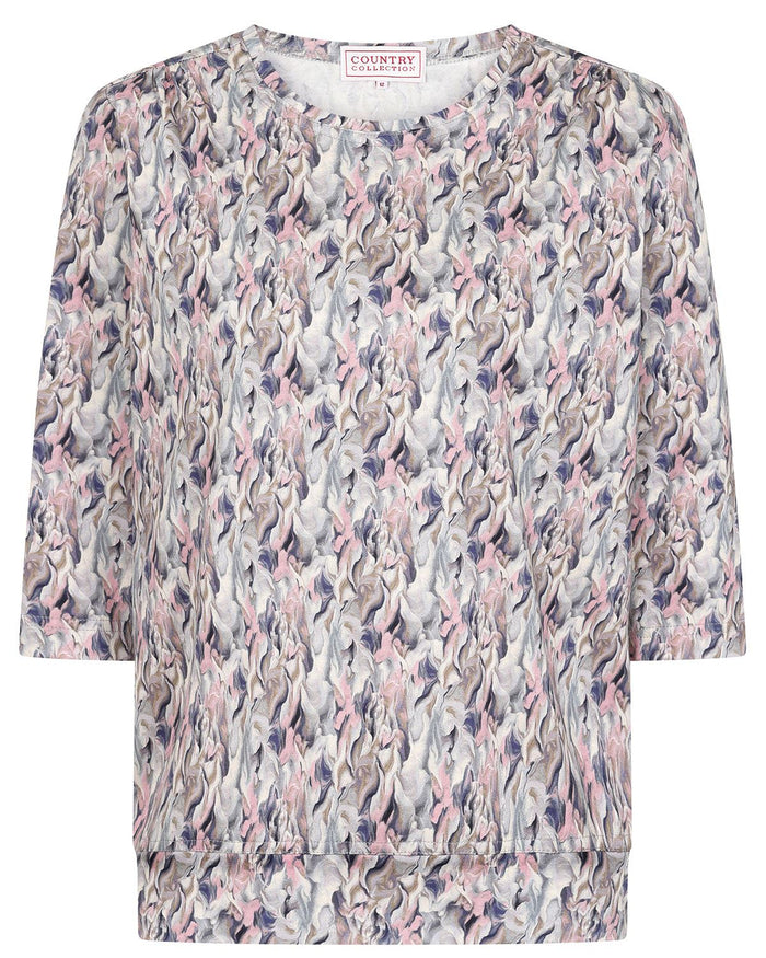 Marissa Patterned Cotton 3/4 Sleeve Blouson Top - Image 2 - Country Collection