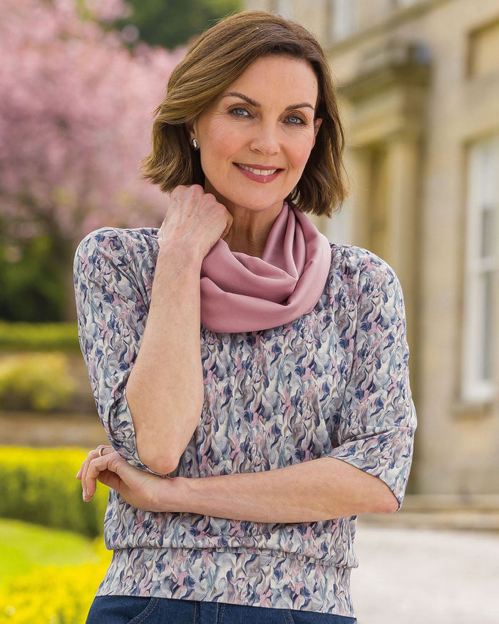 Marissa Patterned Cotton 3/4 Sleeve Blouson Top - Image 3 - Country Collection