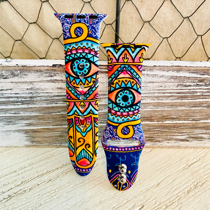 Protective Evil Eye Print Silicone Band For Apple Watch