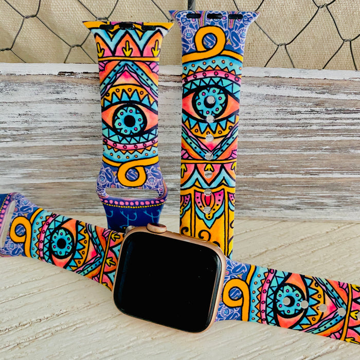 Protective Evil Eye Print Silicone Band For Apple Watch
