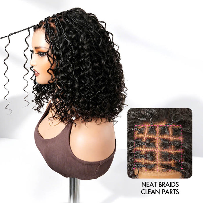 QVR Knotless Boho Braid 5X5 Lace Closure Wig with Braided Top Wear To Go Virgin Human Hair Wigs