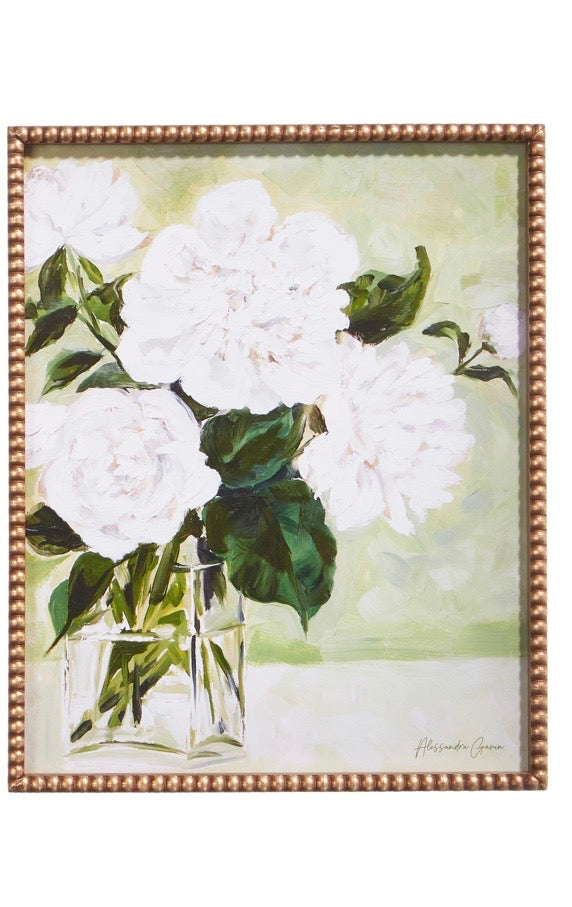 Raz 22” White Flowers in Vase Framed Print - Peony