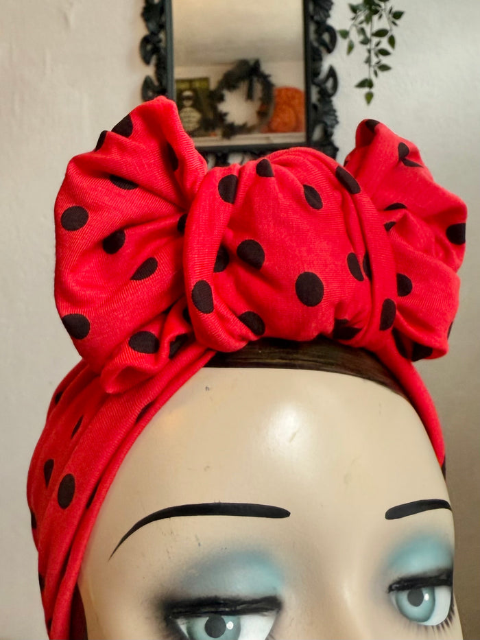 Red polka dot headband