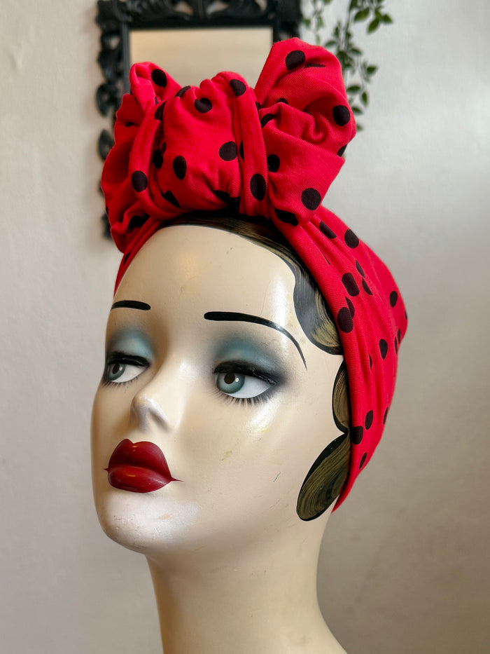 Red polka dot headband