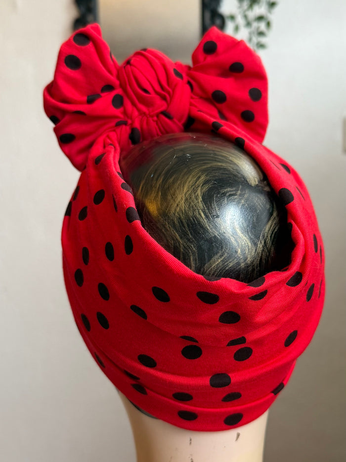 Red polka dot headband