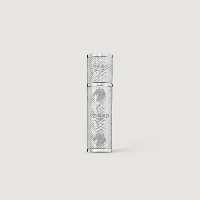 Silver Engraved 5ml Refillable Travel Perfume Atomiser - Front View | Creed Fragrances