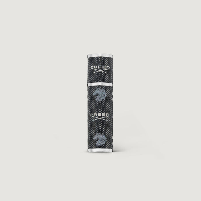 Black Textured 5ml Refillable Travel Perfume Atomiser - Front View | Creed Fragrances