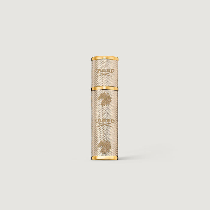 Gold Leather-Wrapped 5ml Refillable Travel Perfume Atomiser - Front View | Creed Fragrances