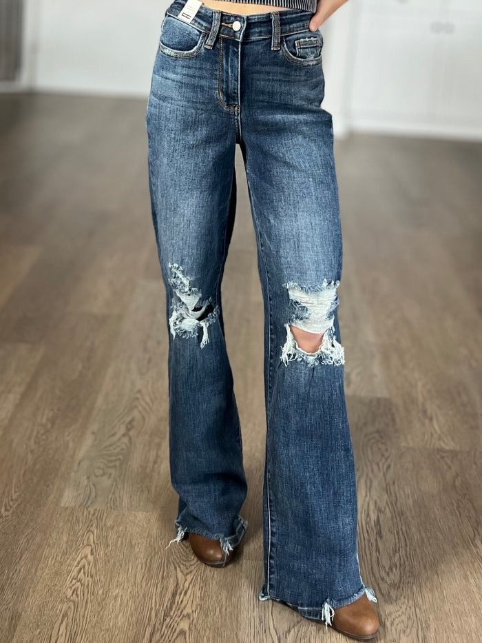 Rose High Rise 90's Straight Jeans in Dark Wash - Judy Blue