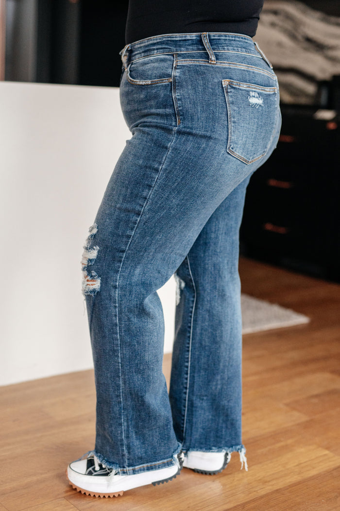 Rose High Rise 90's Straight Jeans in Dark Wash - Judy Blue