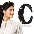 Artificial braided pearl hairband for women