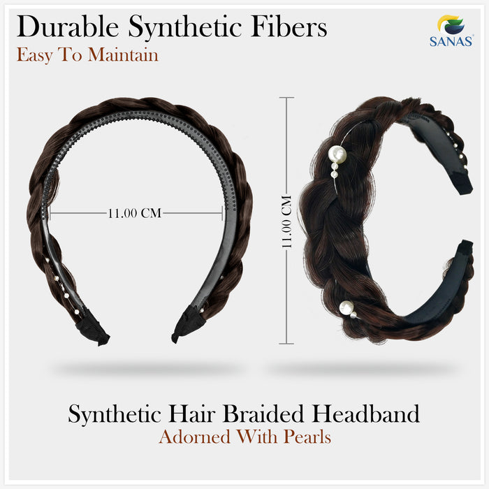 Brown artificial braided hairband