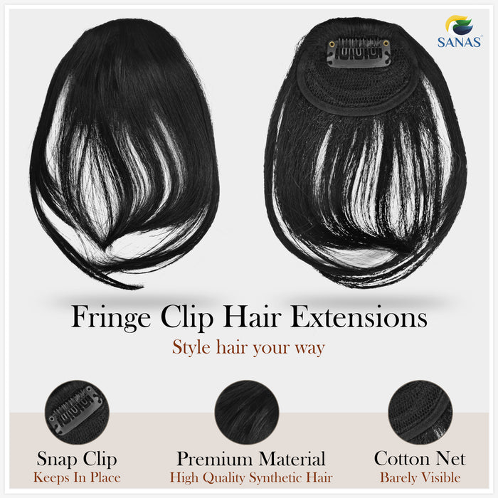 Sanas black clip in fringe bangs – easy hairstyle hair accessory