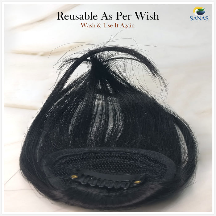 Black clip in bangs hair accessory for daily and party wear