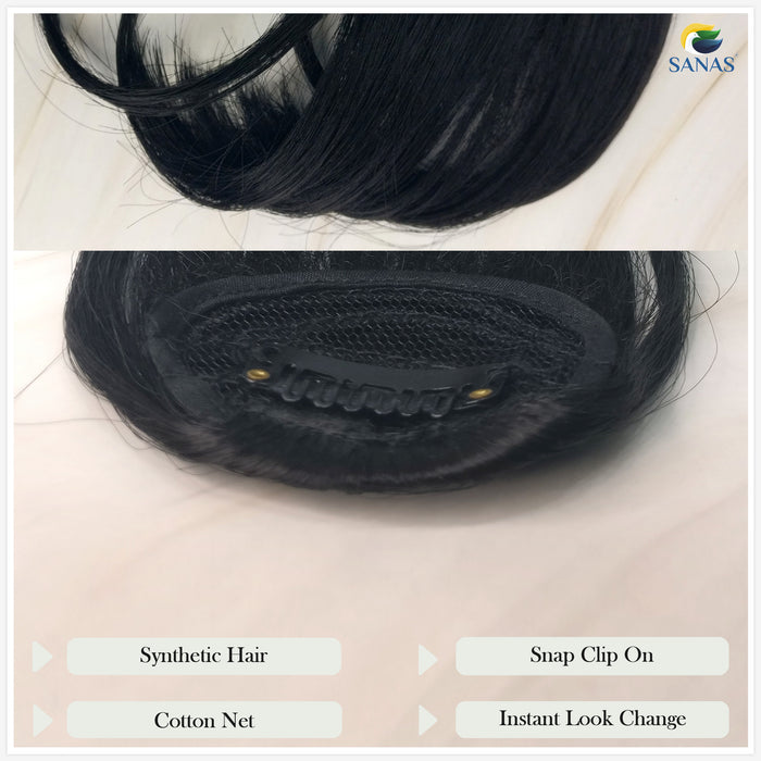 Natural look black clip in bangs hair accessory
