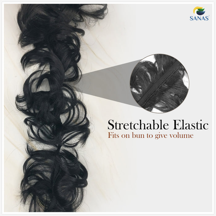 SANAS Reusable Black Frill Hair Extension for Ponytails
