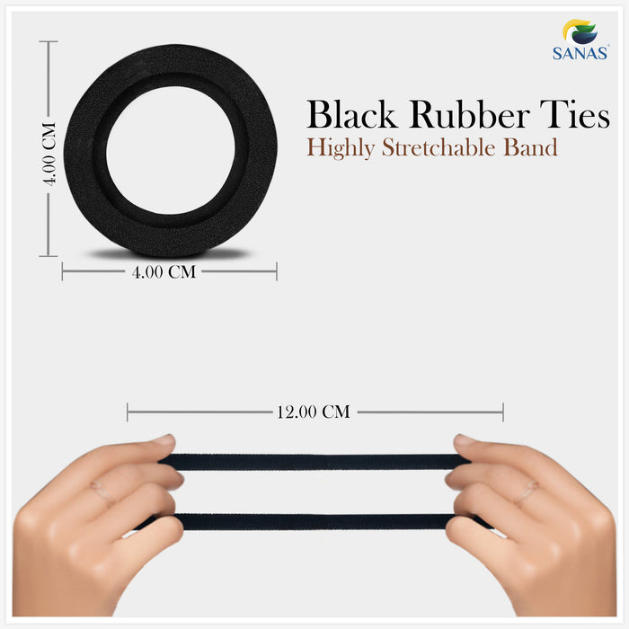 Stretchable black hair ties for ponytails and buns