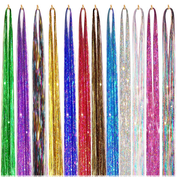 SANAS Glitter Hair Extensions Tinsel Set of 12