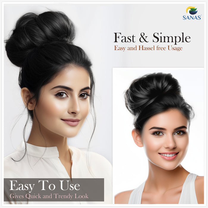 Natural black messy bun scrunchie extension for women and girls
