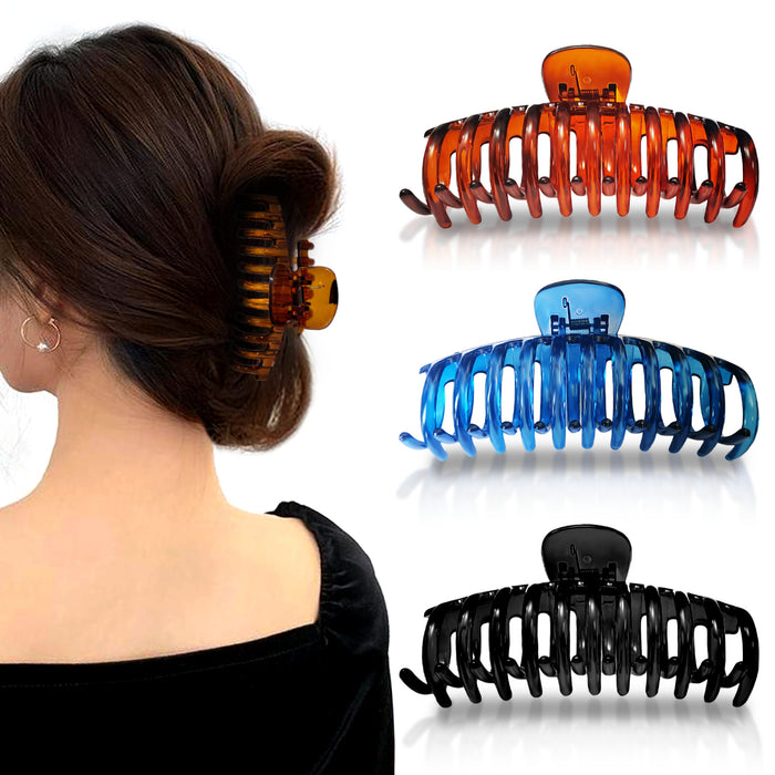 SANAS Large Hair Claw Clips for Women 3 Pcs Strong Hold Acrylic Hair Accessories