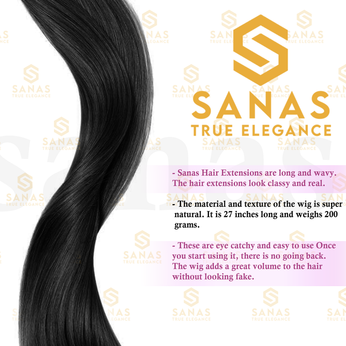 27 inch long hair extension with natural black finish