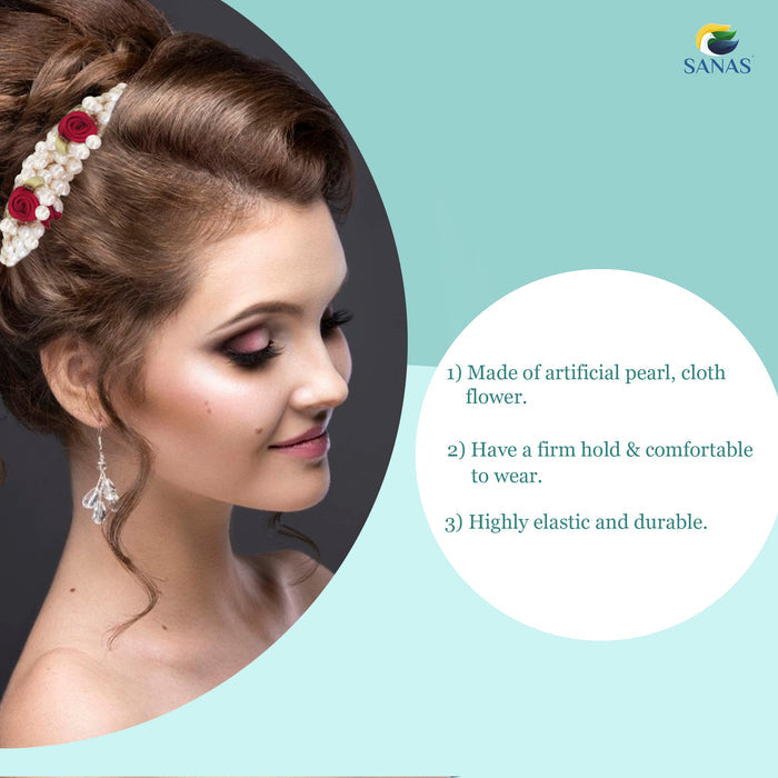 Floral pearl elastic hair bands for women