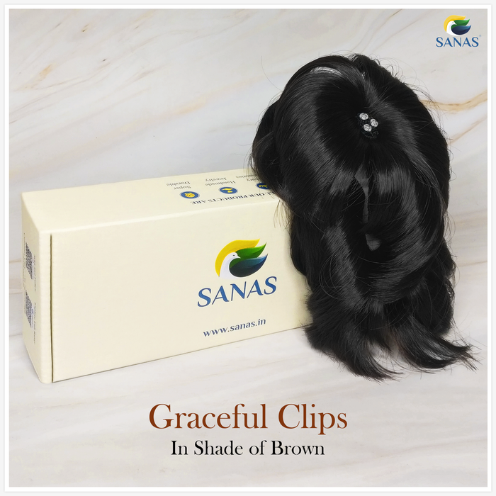 Reusable synthetic hair bun with clutch clip
