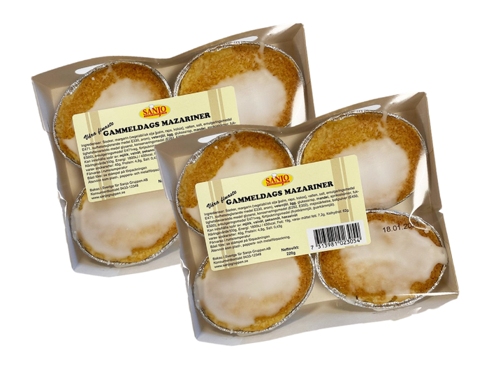 Sanjo Gammeldags Mazariner 2 × 220g (2 × 7.76 oz) – Authentic Swedish Traditional Almond Pastries