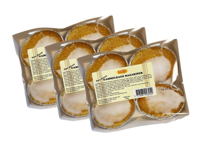 Sanjo Gammeldags Mazariner 3 × 220g (3 × 7.76 oz) – Authentic Swedish Traditional Almond Pastries
