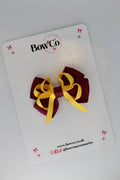 School Bow Burgundy and Yellow Gold - Double Bow - Clip